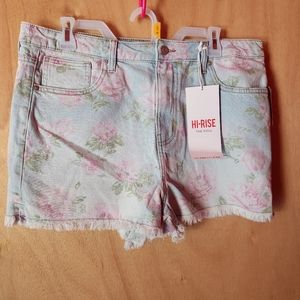 CELEBRITY PINK High Waist Floral Jean Shorts size 17/33